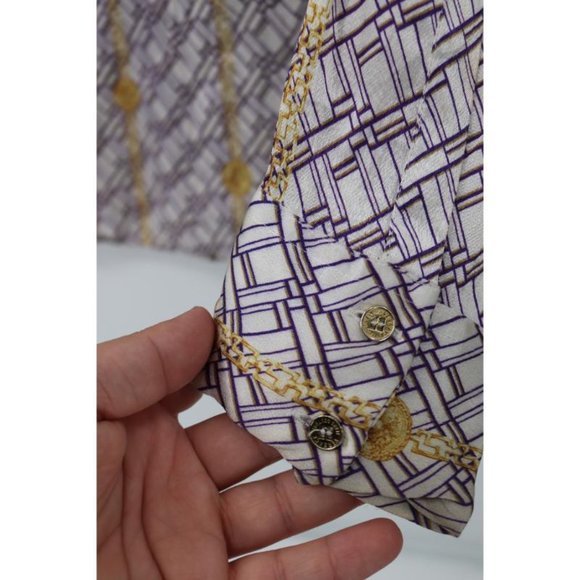 Vintage Versace Jeans Couture Shirt Mens XL Medusa Pattern Gold Chain Baroque - Picture 2 of 16